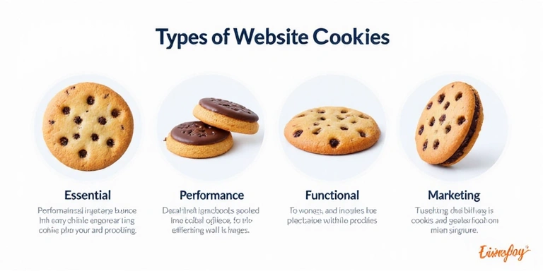 Different types of cookies used on websites