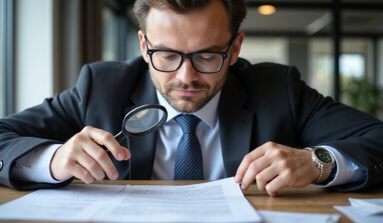 Lawyer reviewing property documents